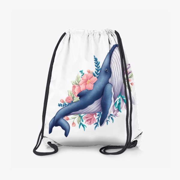 Рюкзак «Синий кит и цветы»