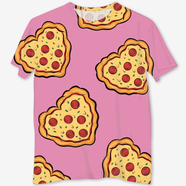 Футболка с полной запечаткой «Пицца розовая»