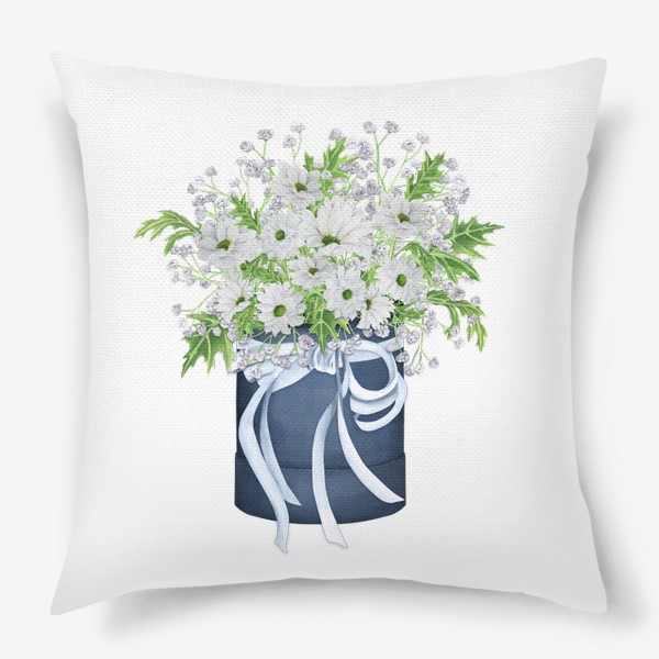 Подушка «Белые хризантемы в подарок»