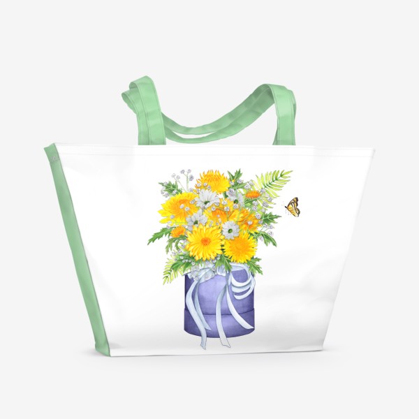 Пляжная сумка «Жёлтые хризантемы в подарок»