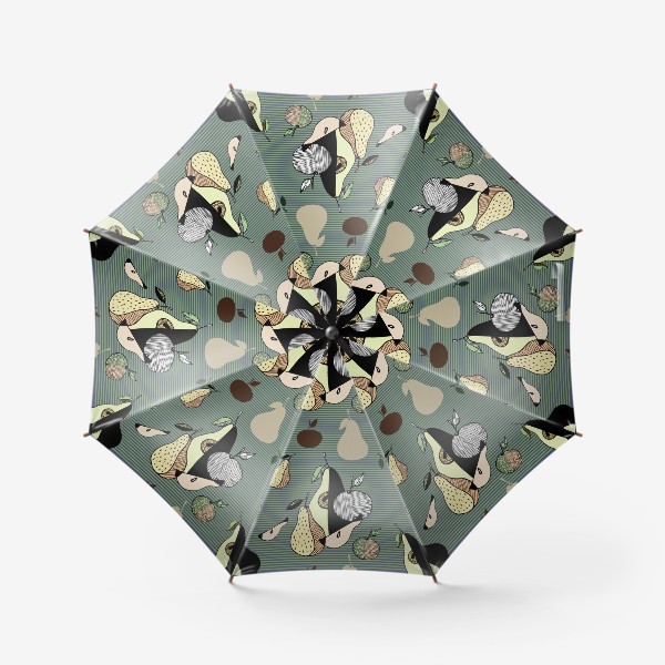Зонт «Фрукты скетч на полосатом фоне»