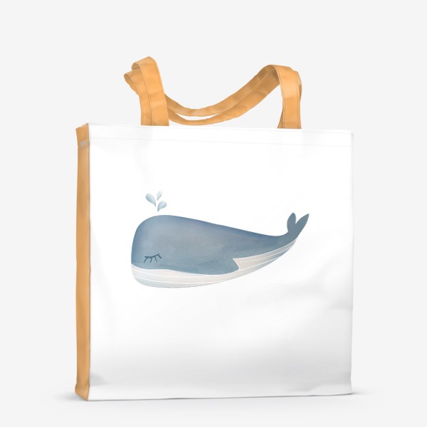 Сумка-шоппер «Милый акварельный кит. Нежный принт с морскими животными»