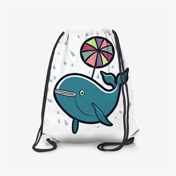 Рюкзак «Кит под зонтиком на фоне капель»
