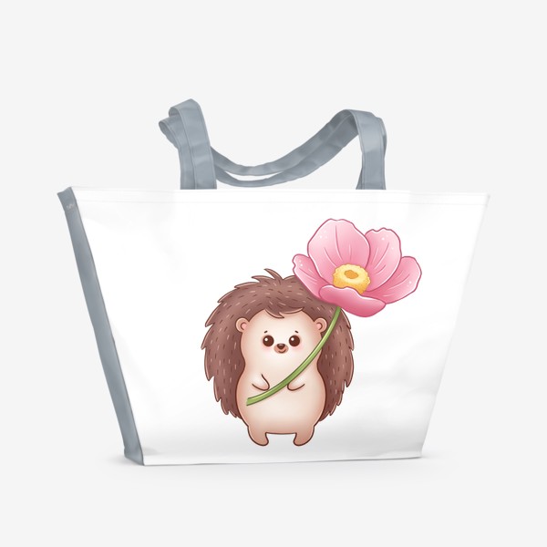 Пляжная сумка «Ёжик с цветком»