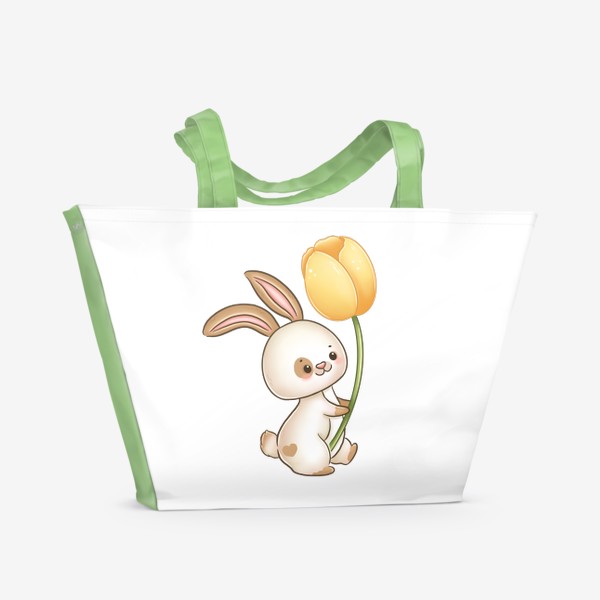Пляжная сумка «Кролик с тюльпаном»