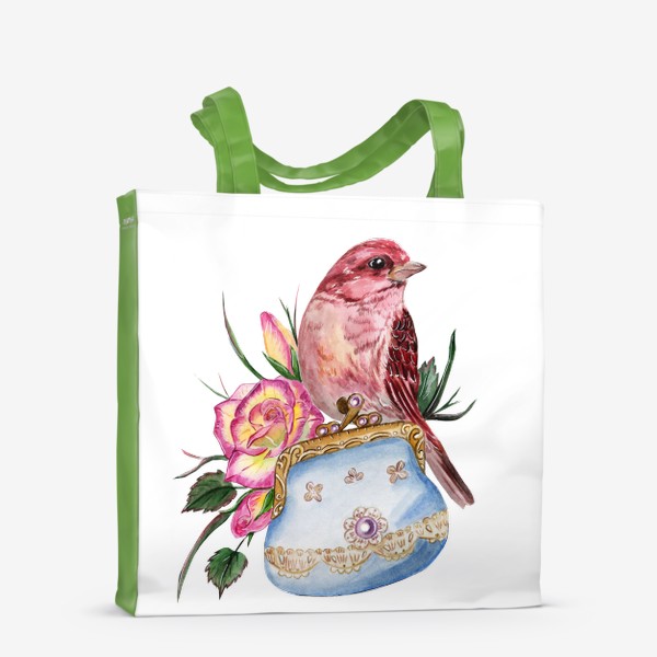 Сумка-шоппер «Ретро сумка и птица»