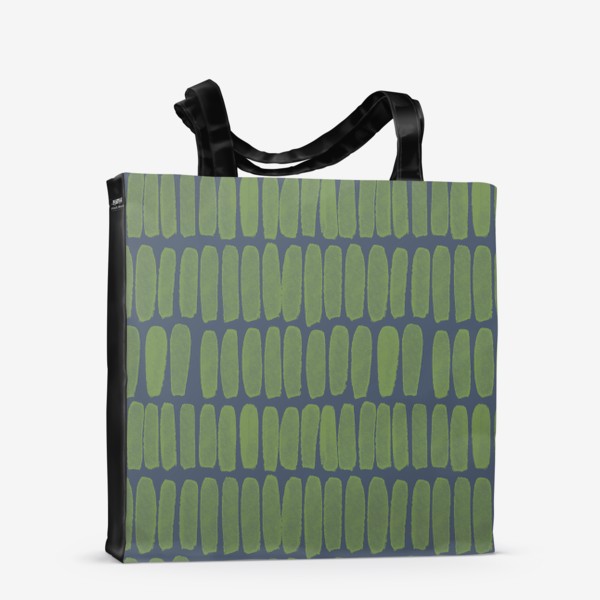 Сумка-шоппер «Зеленый геометрический паттерн на сером фоне»