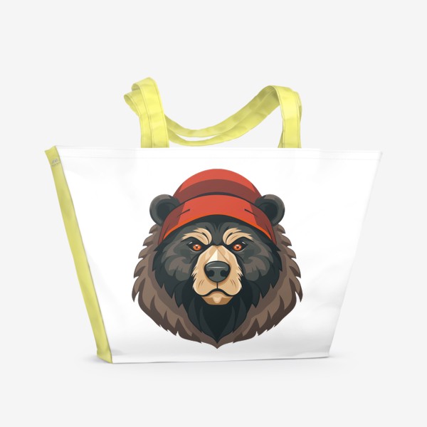 Пляжная сумка «Зимний медведь в шапке»