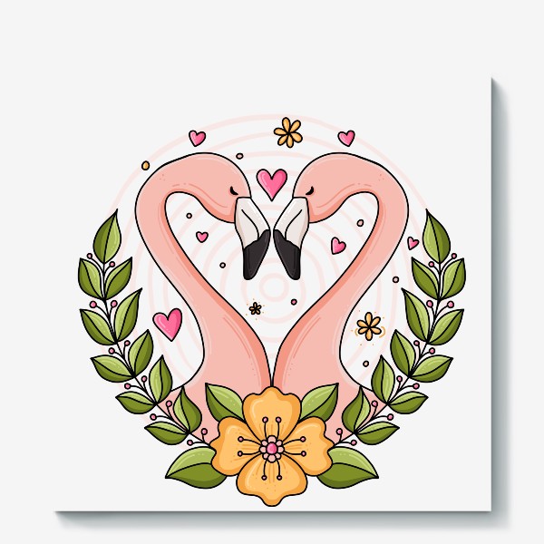 Холст «Влюбленная парочка фламинго»