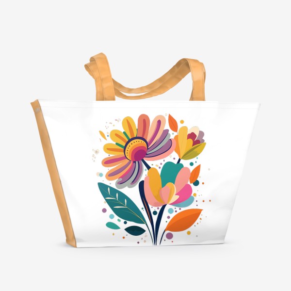 Пляжная сумка «Цветы - яркий букет цветов к 8 марта»
