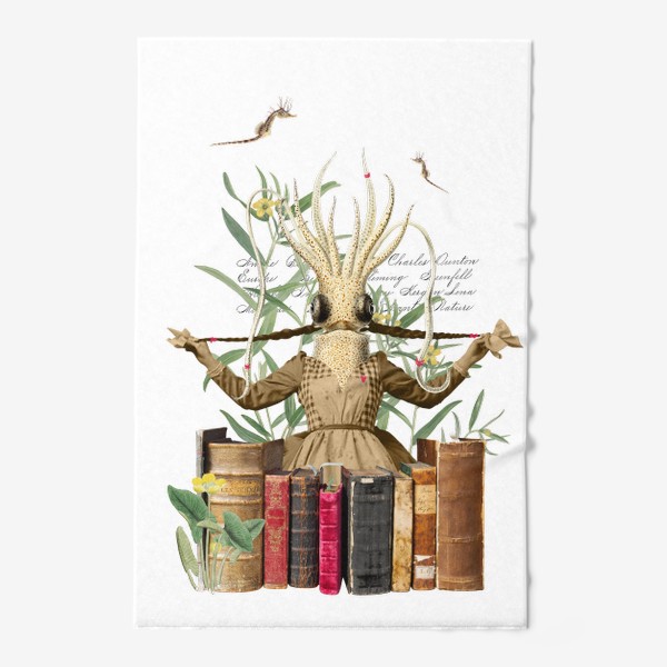 Полотенце «Осьминог с книгами и цветами (серия коллажей для книголюбов)»