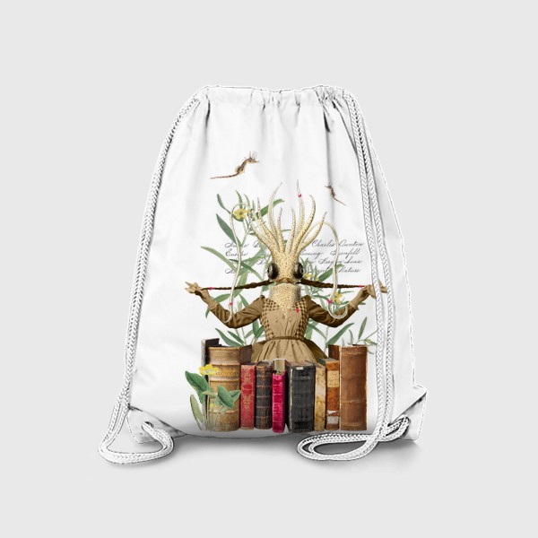 Рюкзак «Осьминог с книгами и цветами (серия коллажей для книголюбов)»