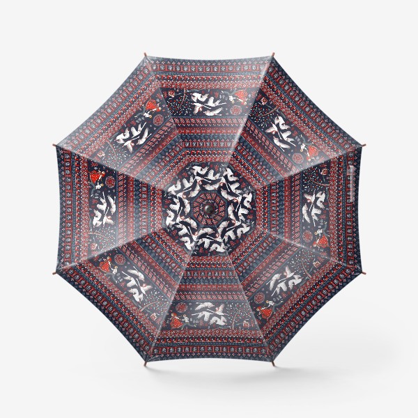 Зонт «Гуси-лебеди в стиле мезенской росписи»