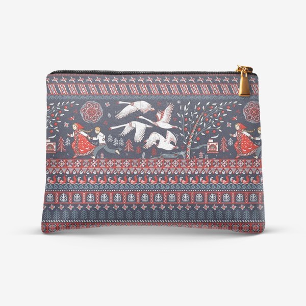 Косметичка «Гуси-лебеди в стиле мезенской росписи»