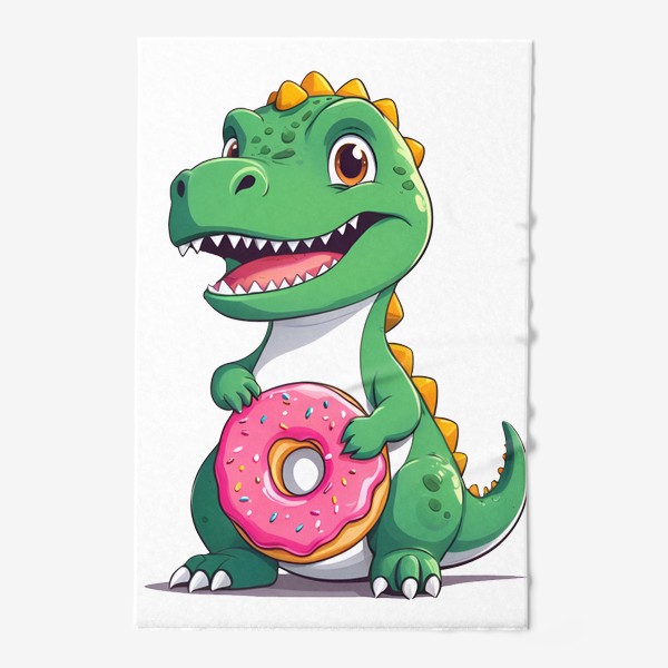 Полотенце «Милый мультяшный динозавр с пончиком»