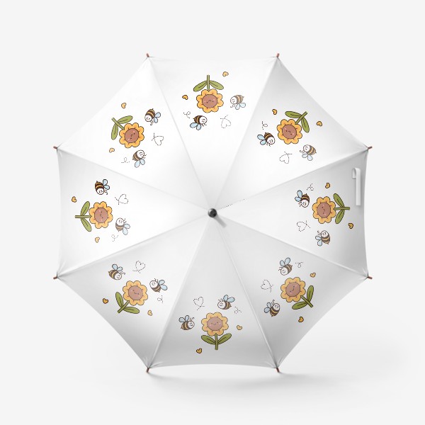 Зонт «Цветок подсолнух и милые пчелы каваи »
