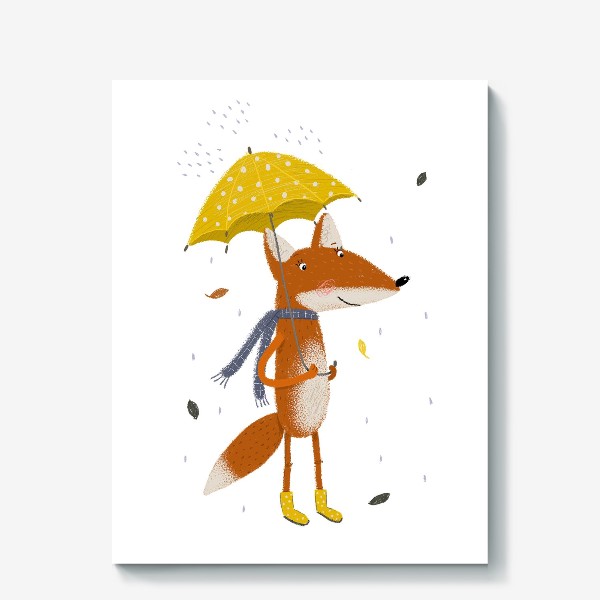 Холст «Лис с зонтиком»