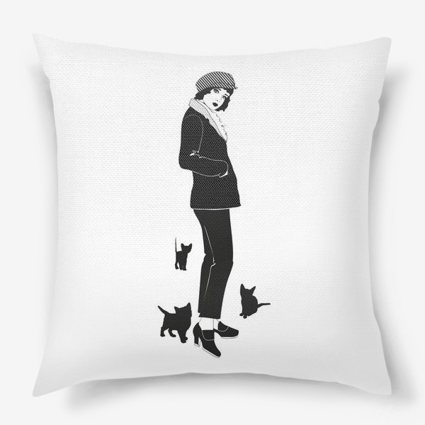 Подушка «Девушка с котятами»