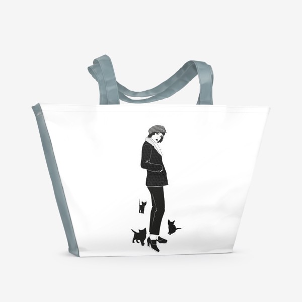 Пляжная сумка «Девушка с котятами»