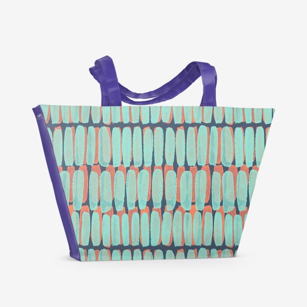 Пляжная сумка «Геометрический паттерн с голубыми полосками »