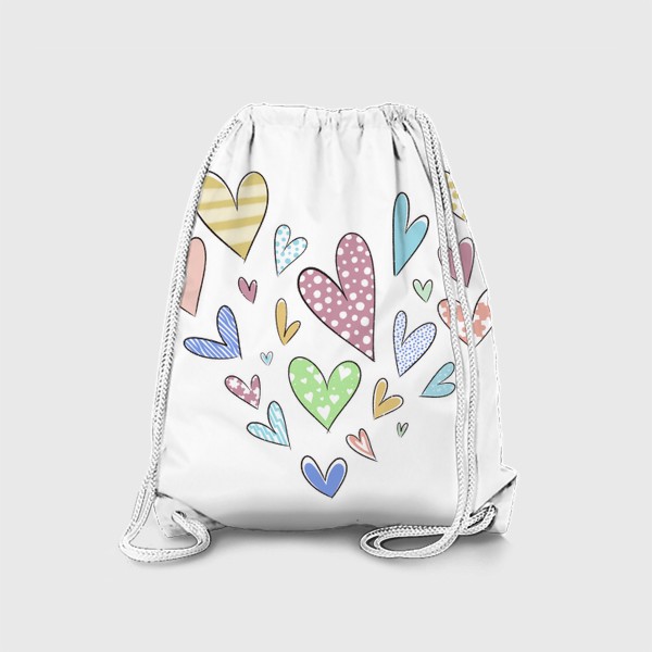 Рюкзак «Разноцветные сердечки в форме сердца »