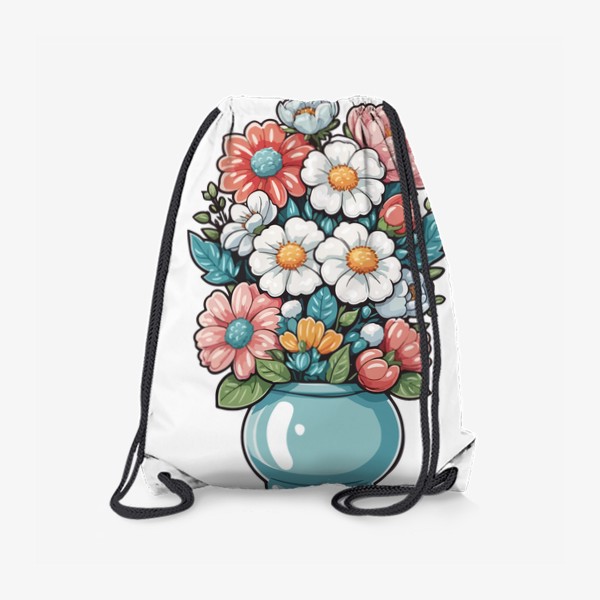 Рюкзак «Ваза с цветами, красивый яркий букет в подарок»