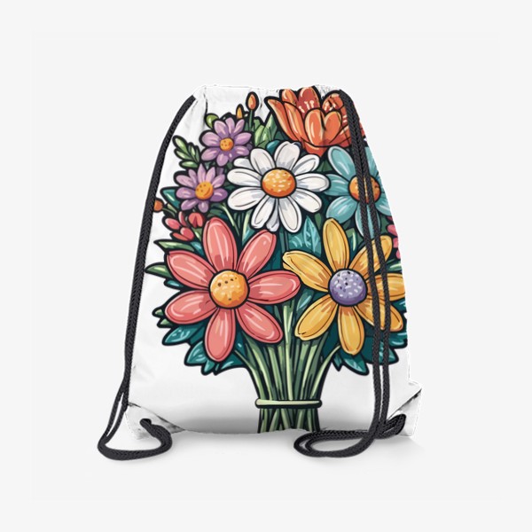Рюкзак «Красивый яркий букетик полевых цветов, разные ромашки и герберы»