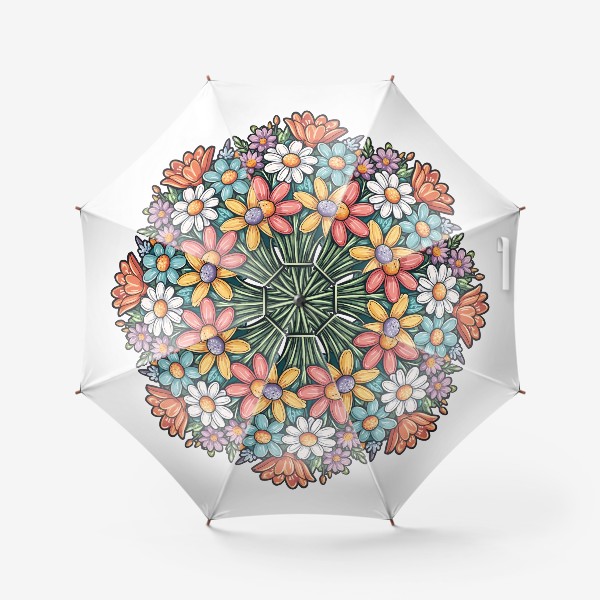 Зонт «Красивый яркий букетик полевых цветов, разные ромашки и герберы»