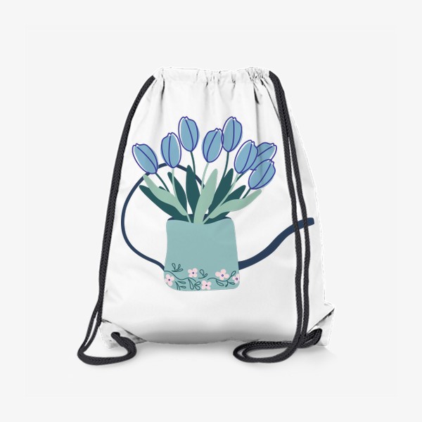 Рюкзак «Тюльпаны в стилизованной лейке. Весенний букет.»
