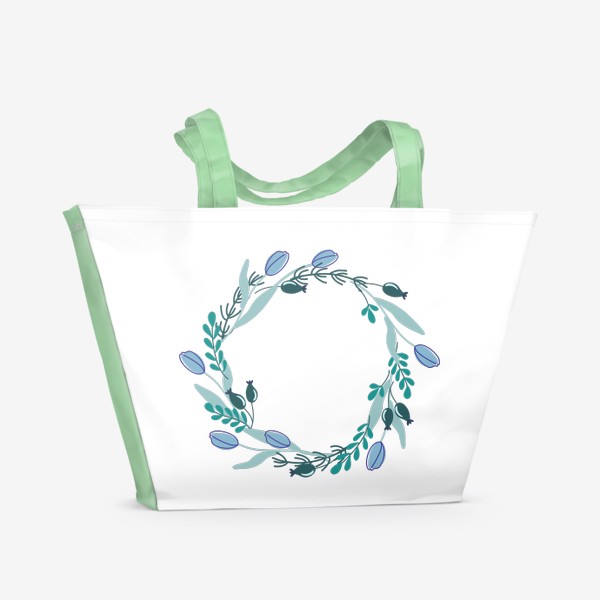 Пляжная сумка «Венок из растений. Весенние цветы»