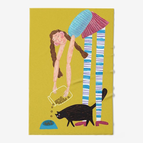 Полотенце «Девочка с котом»