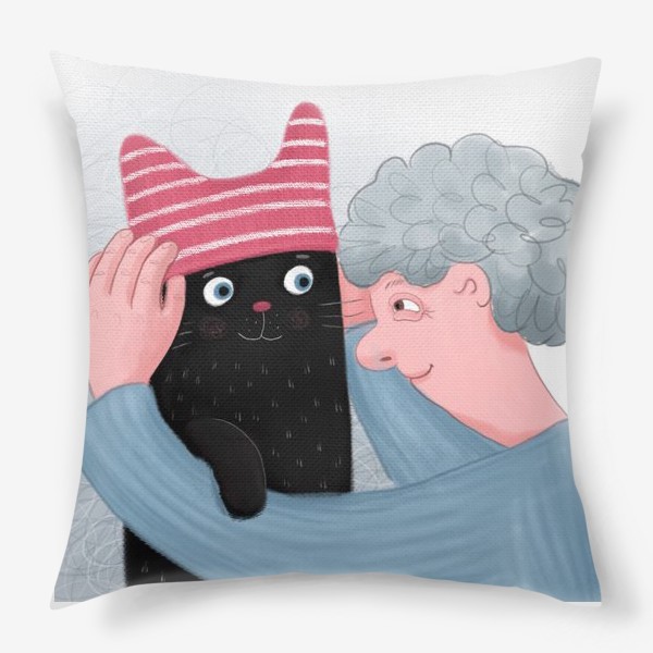 Подушка «Бабушка с котиком»