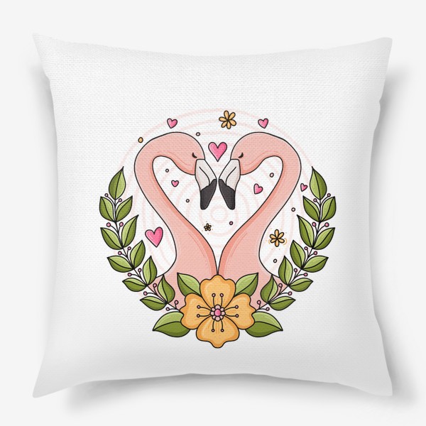 Подушка «Влюбленная парочка фламинго»