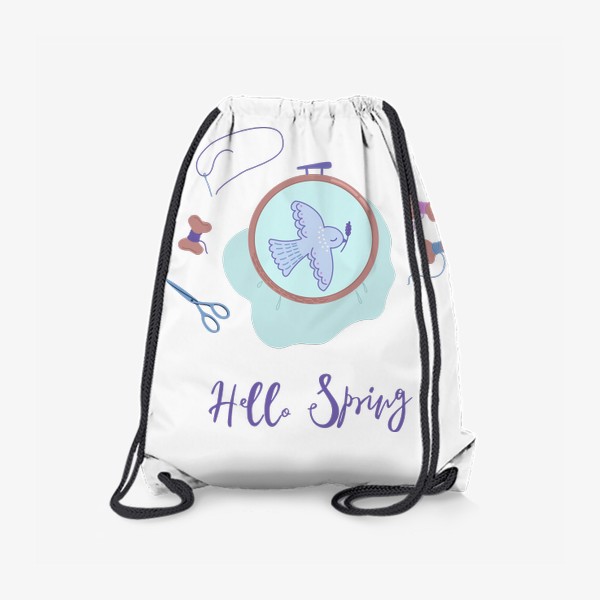 Рюкзак «Hello Spring. Вышивка с голубем мира.»