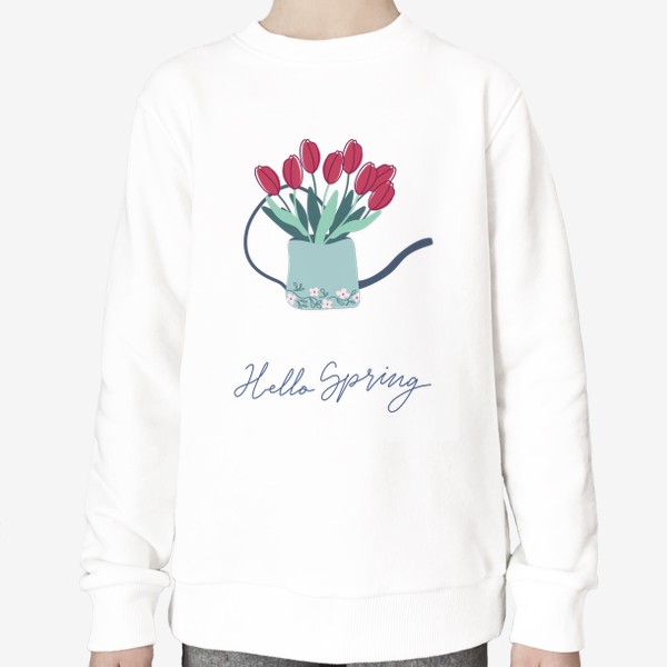 Свитшот «Тюльпаны в стилизованной лейке. Весенний букет. Hello Spring.»