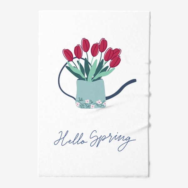 Полотенце «Тюльпаны в стилизованной лейке. Весенний букет. Hello Spring.»