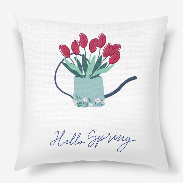 Подушка «Тюльпаны в стилизованной лейке. Весенний букет. Hello Spring.»