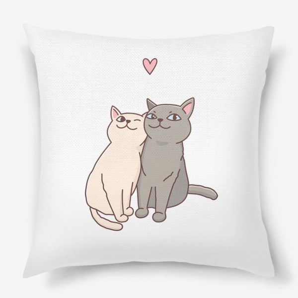 Подушка «Влюбленные милые котики и сердечко»