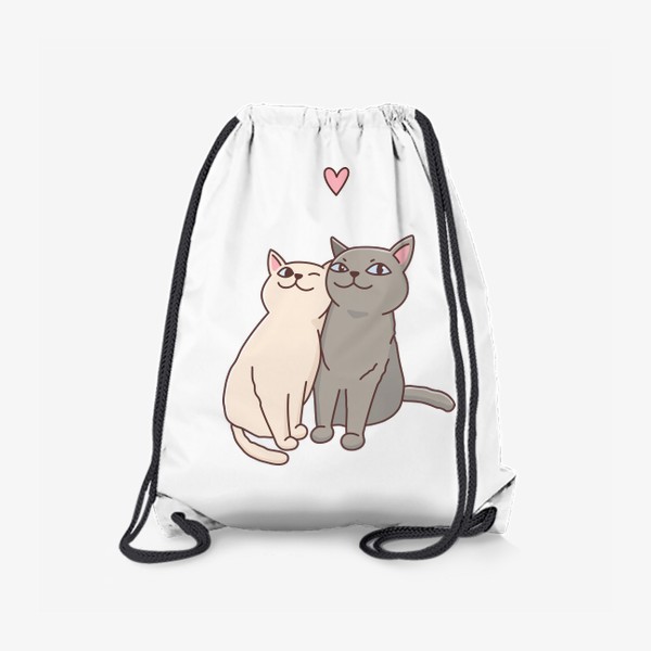 Рюкзак «Влюбленные милые котики и сердечко»