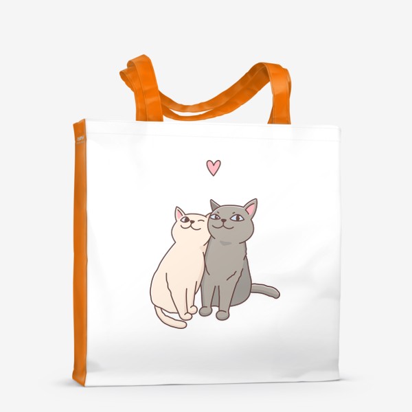 Сумка-шоппер «Влюбленные милые котики и сердечко»