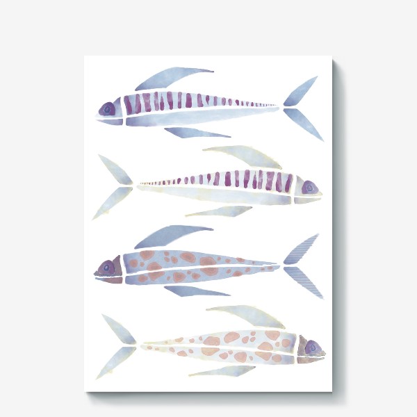 Холст «Четыре разноцветные рыбы »