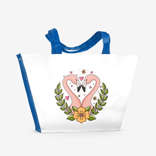 Пляжная сумка «Влюбленная парочка фламинго»