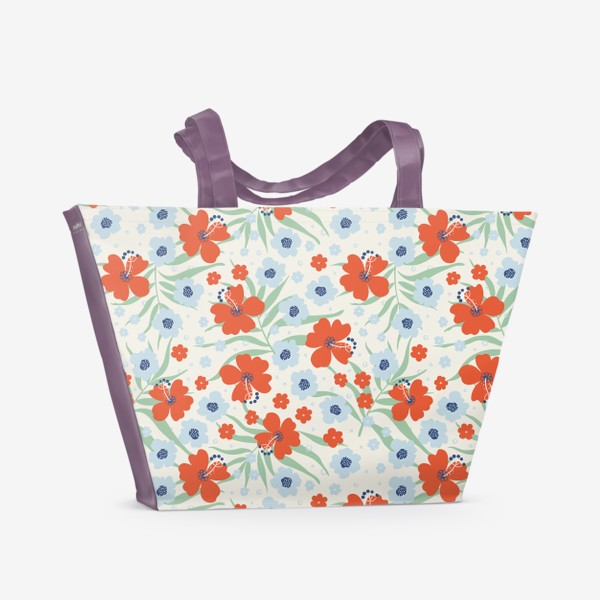 Пляжная сумка «Бохо паттерн с тропическими растениями»