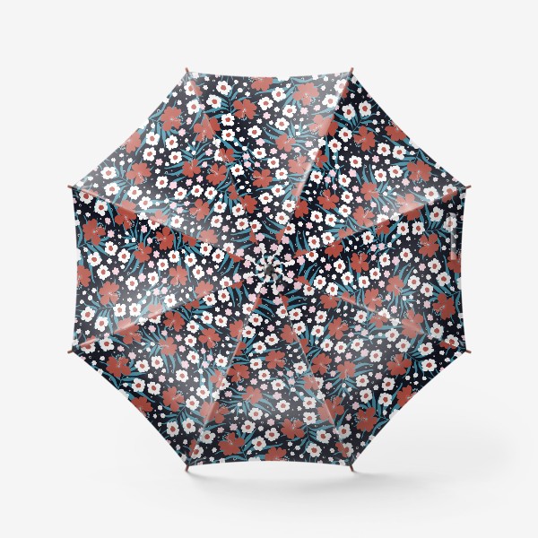 Зонт «Тропические цветы на темном фоне»