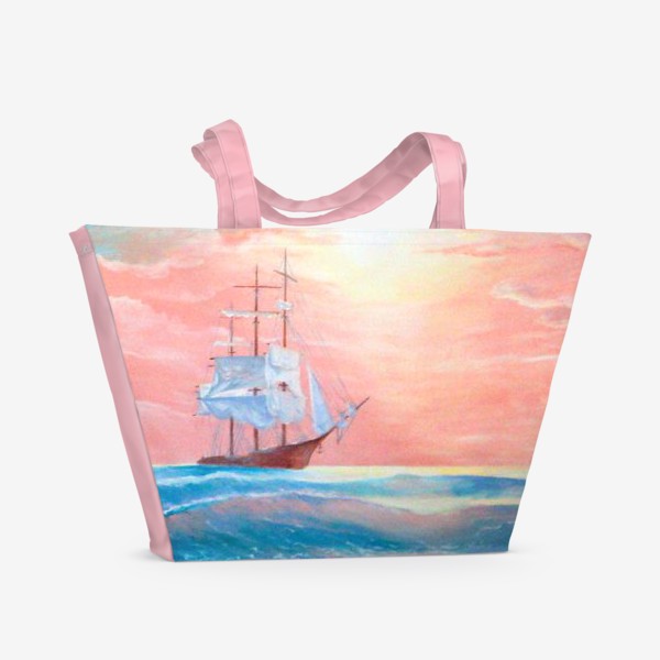 Пляжная сумка &laquo;Море, корабль, волны&raquo;