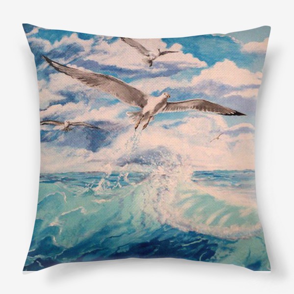 Подушка «Море, чайки»