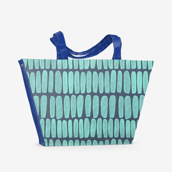 Пляжная сумка &laquo;Голубой геометрический паттерн на сером фоне&raquo;