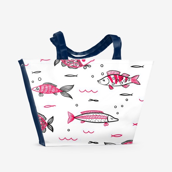 Пляжная сумка &laquo;Декоративные Рыбы по мотивам мезенской росписи&raquo;