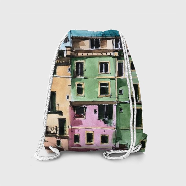 Рюкзак «Итальянские домики акварель »