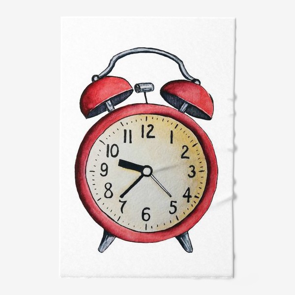 Полотенце «Красный будильник, часы, время»